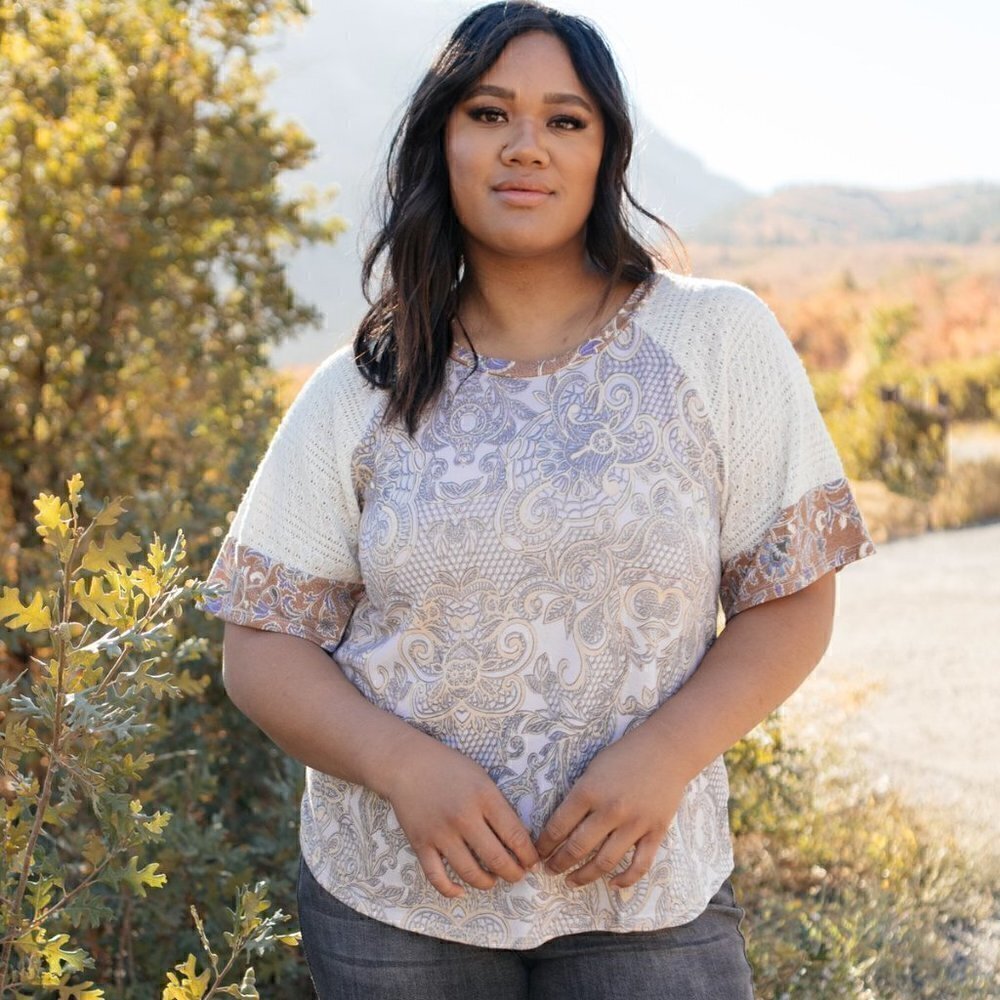 Ces Femme Cream & Tan Multipattern Knit Top - Picture 4 of 4